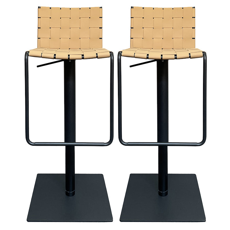 Industrial Leather Bar Stool Backrest Adjustable Counter Stool for Living Room Yellow 2 Piece Set Clearhalo 'Bar Furniture' 'Bar Stools' 'bar_stools' 'furn' 'furn_bar_stools' 'Furniture' 'Kitchen & Dining Furniture' 6663425