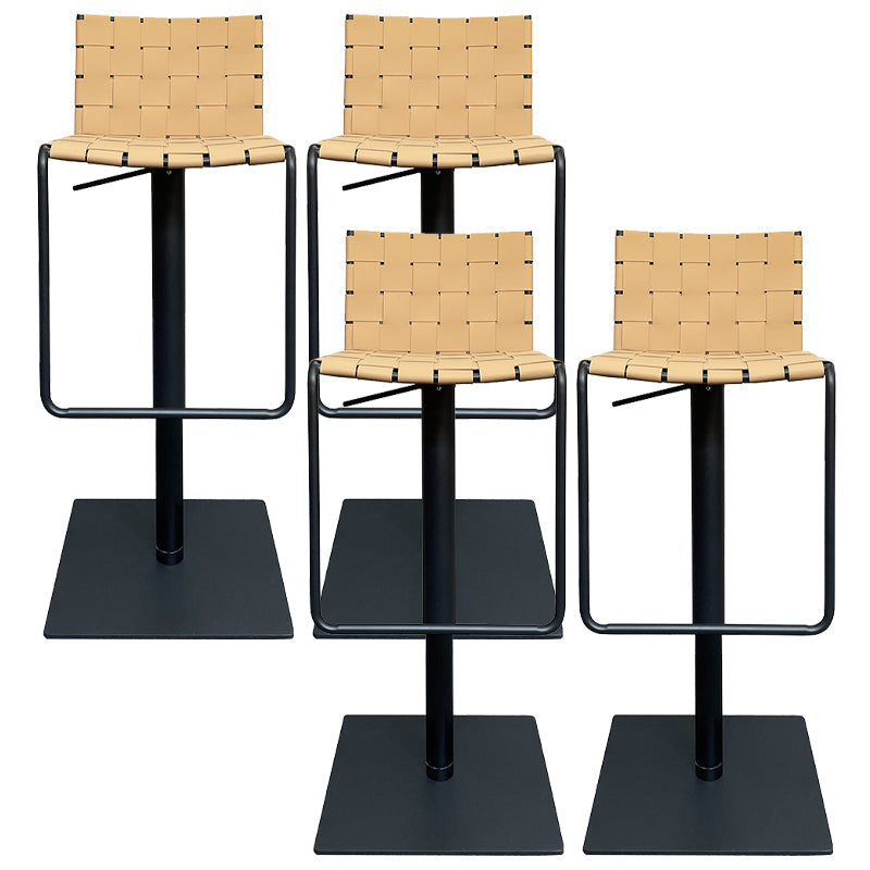 Industrial Leather Bar Stool Backrest Adjustable Counter Stool for Living Room Yellow 4 Piece Set Clearhalo 'Bar Furniture' 'Bar Stools' 'bar_stools' 'furn' 'furn_bar_stools' 'Furniture' 'Kitchen & Dining Furniture' 6663427