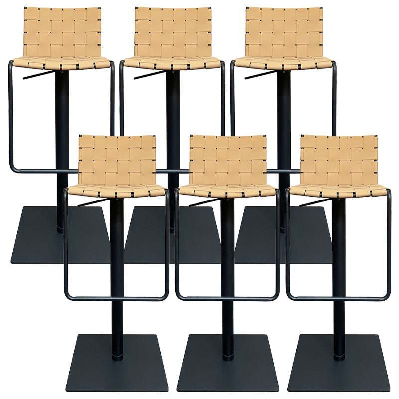 Industrial Leather Bar Stool Backrest Adjustable Counter Stool for Living Room Yellow 6 Piece Set Clearhalo 'Bar Furniture' 'Bar Stools' 'bar_stools' 'furn' 'furn_bar_stools' 'Furniture' 'Kitchen & Dining Furniture' 6663428