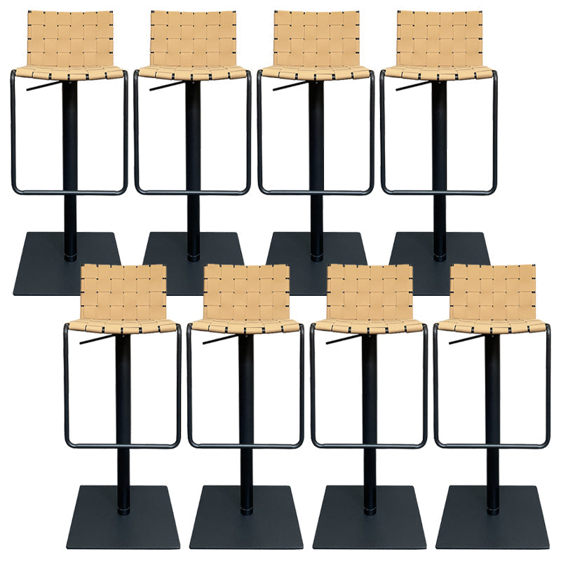 Industrial Leather Bar Stool Backrest Adjustable Counter Stool for Living Room Yellow 8 Piece Set Clearhalo 'Bar Furniture' 'Bar Stools' 'bar_stools' 'furn' 'furn_bar_stools' 'Furniture' 'Kitchen & Dining Furniture' 6663430