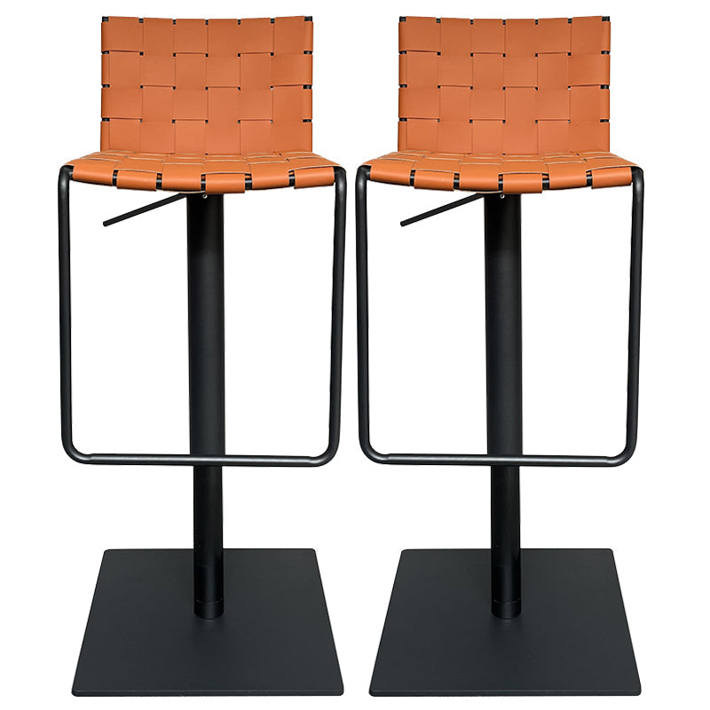 Industrial Leather Bar Stool Backrest Adjustable Counter Stool for Living Room Orange 2 Piece Set Clearhalo 'Bar Furniture' 'Bar Stools' 'bar_stools' 'furn' 'furn_bar_stools' 'Furniture' 'Kitchen & Dining Furniture' 6663432
