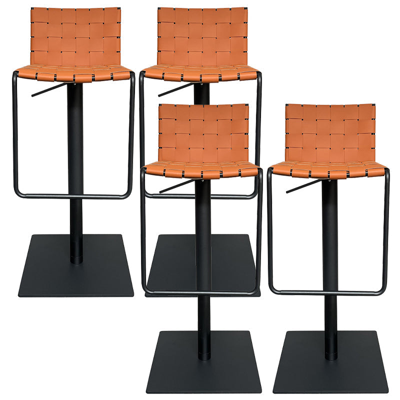 Industrial Leather Bar Stool Backrest Adjustable Counter Stool for Living Room Orange 4 Piece Set Clearhalo 'Bar Furniture' 'Bar Stools' 'bar_stools' 'furn' 'furn_bar_stools' 'Furniture' 'Kitchen & Dining Furniture' 6663433