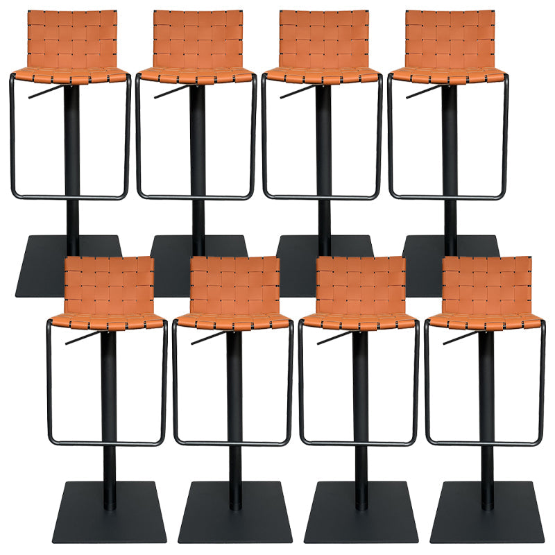 Industrial Leather Bar Stool Backrest Adjustable Counter Stool for Living Room Orange 8 Piece Set Clearhalo 'Bar Furniture' 'Bar Stools' 'bar_stools' 'furn' 'furn_bar_stools' 'Furniture' 'Kitchen & Dining Furniture' 6663435