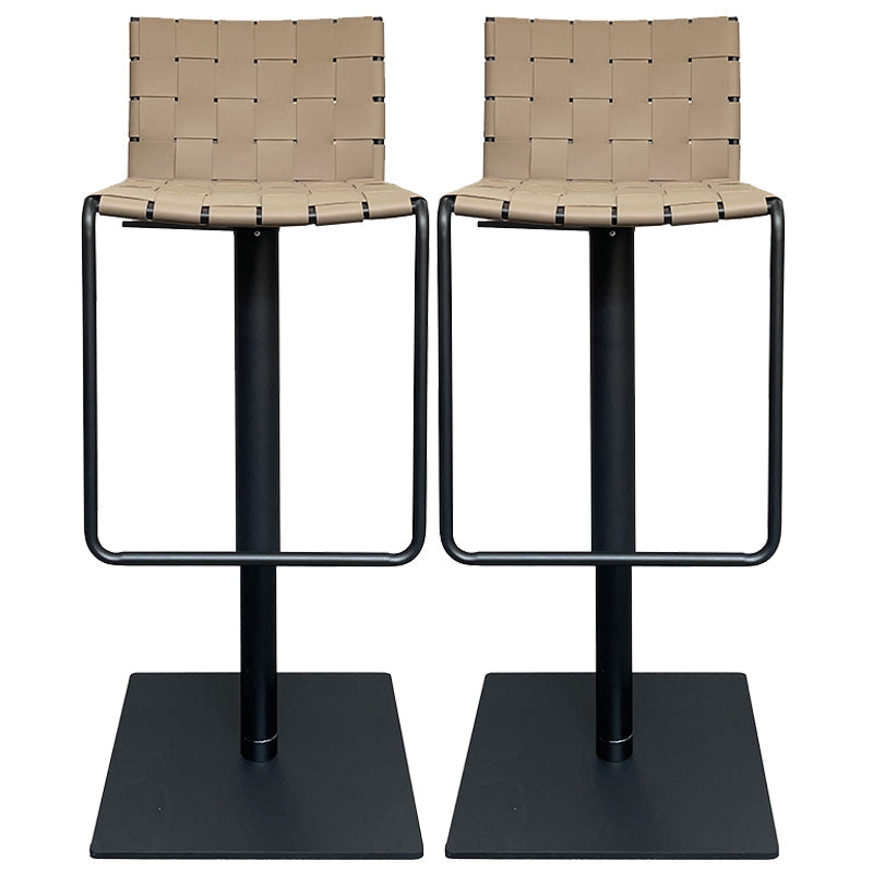 Industrial Leather Bar Stool Backrest Adjustable Counter Stool for Living Room Khaki 2 Piece Set Clearhalo 'Bar Furniture' 'Bar Stools' 'bar_stools' 'furn' 'furn_bar_stools' 'Furniture' 'Kitchen & Dining Furniture' 6663442