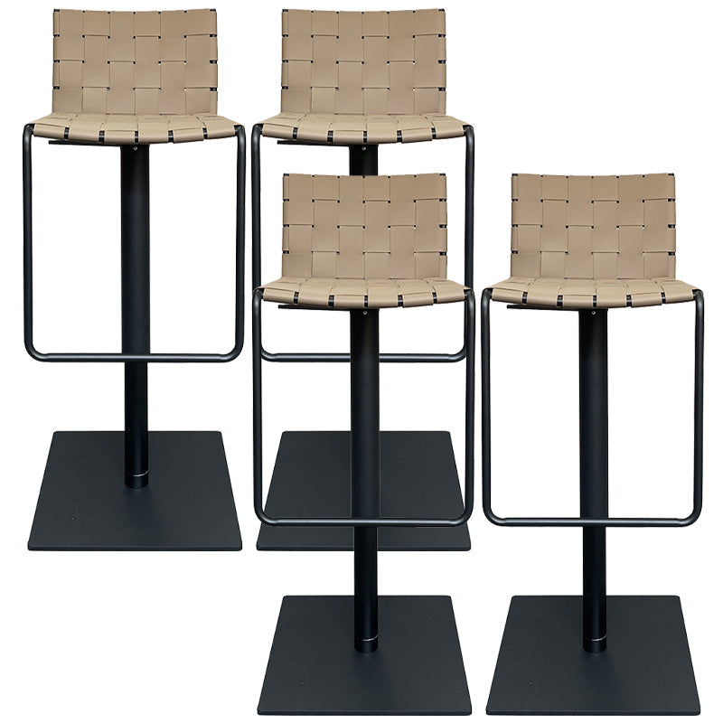 Industrial Leather Bar Stool Backrest Adjustable Counter Stool for Living Room Khaki 4 Piece Set Clearhalo 'Bar Furniture' 'Bar Stools' 'bar_stools' 'furn' 'furn_bar_stools' 'Furniture' 'Kitchen & Dining Furniture' 6663443