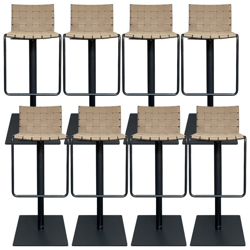 Industrial Leather Bar Stool Backrest Adjustable Counter Stool for Living Room Khaki 8 Piece Set Clearhalo 'Bar Furniture' 'Bar Stools' 'bar_stools' 'furn' 'furn_bar_stools' 'Furniture' 'Kitchen & Dining Furniture' 6663445