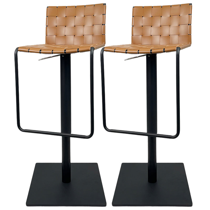 Industrial Leather Bar Stool Backrest Adjustable Counter Stool for Living Room Light Brown 2 Piece Set Clearhalo 'Bar Furniture' 'Bar Stools' 'bar_stools' 'furn' 'furn_bar_stools' 'Furniture' 'Kitchen & Dining Furniture' 6663447