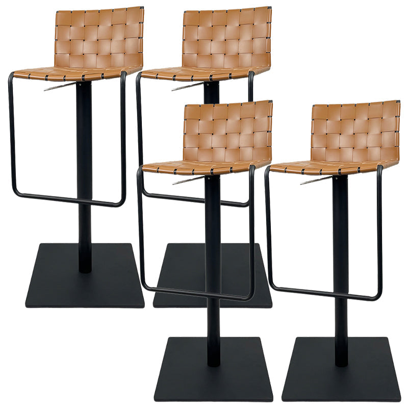 Industrial Leather Bar Stool Backrest Adjustable Counter Stool for Living Room Light Brown 4 Piece Set Clearhalo 'Bar Furniture' 'Bar Stools' 'bar_stools' 'furn' 'furn_bar_stools' 'Furniture' 'Kitchen & Dining Furniture' 6663448