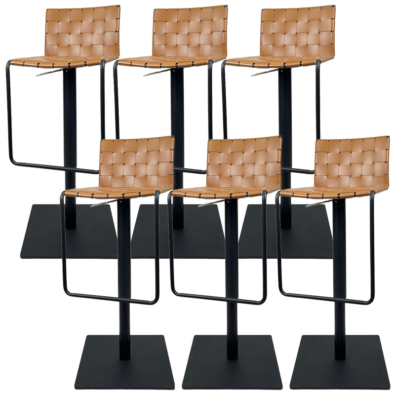 Industrial Leather Bar Stool Backrest Adjustable Counter Stool for Living Room Light Brown 6 Piece Set Clearhalo 'Bar Furniture' 'Bar Stools' 'bar_stools' 'furn' 'furn_bar_stools' 'Furniture' 'Kitchen & Dining Furniture' 6663449