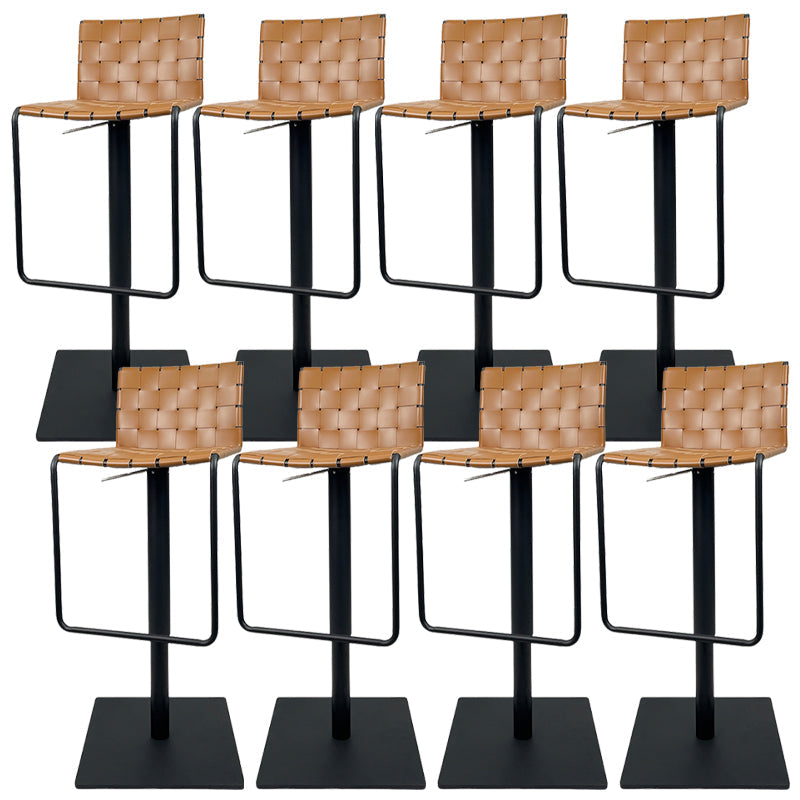 Industrial Leather Bar Stool Backrest Adjustable Counter Stool for Living Room Light Brown 8 Piece Set Clearhalo 'Bar Furniture' 'Bar Stools' 'bar_stools' 'furn' 'furn_bar_stools' 'Furniture' 'Kitchen & Dining Furniture' 6663450