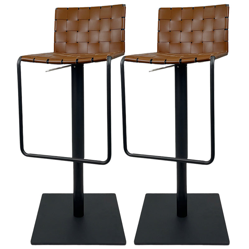 Industrial Leather Bar Stool Backrest Adjustable Counter Stool for Living Room Coffee 2 Piece Set Clearhalo 'Bar Furniture' 'Bar Stools' 'bar_stools' 'furn' 'furn_bar_stools' 'Furniture' 'Kitchen & Dining Furniture' 6663452