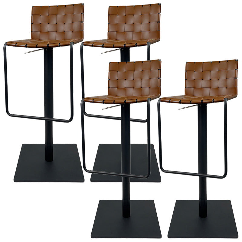 Industrial Leather Bar Stool Backrest Adjustable Counter Stool for Living Room Coffee 4 Piece Set Clearhalo 'Bar Furniture' 'Bar Stools' 'bar_stools' 'furn' 'furn_bar_stools' 'Furniture' 'Kitchen & Dining Furniture' 6663453