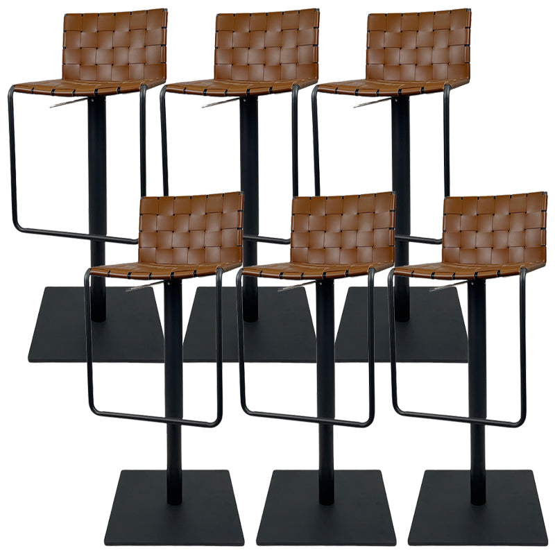 Industrial Leather Bar Stool Backrest Adjustable Counter Stool for Living Room Coffee 6 Piece Set Clearhalo 'Bar Furniture' 'Bar Stools' 'bar_stools' 'furn' 'furn_bar_stools' 'Furniture' 'Kitchen & Dining Furniture' 6663454
