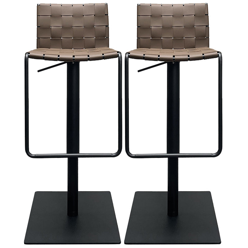 Industrial Leather Bar Stool Backrest Adjustable Counter Stool for Living Room Dark Brown 2 Piece Set Clearhalo 'Bar Furniture' 'Bar Stools' 'bar_stools' 'furn' 'furn_bar_stools' 'Furniture' 'Kitchen & Dining Furniture' 6663457