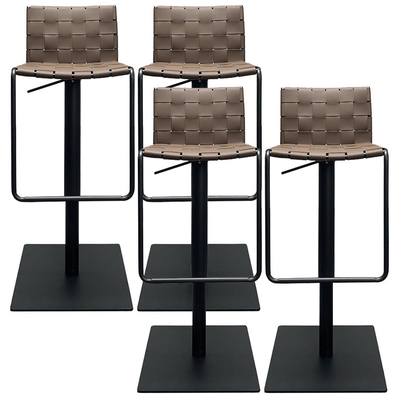 Industrial Leather Bar Stool Backrest Adjustable Counter Stool for Living Room Dark Brown 4 Piece Set Clearhalo 'Bar Furniture' 'Bar Stools' 'bar_stools' 'furn' 'furn_bar_stools' 'Furniture' 'Kitchen & Dining Furniture' 6663458