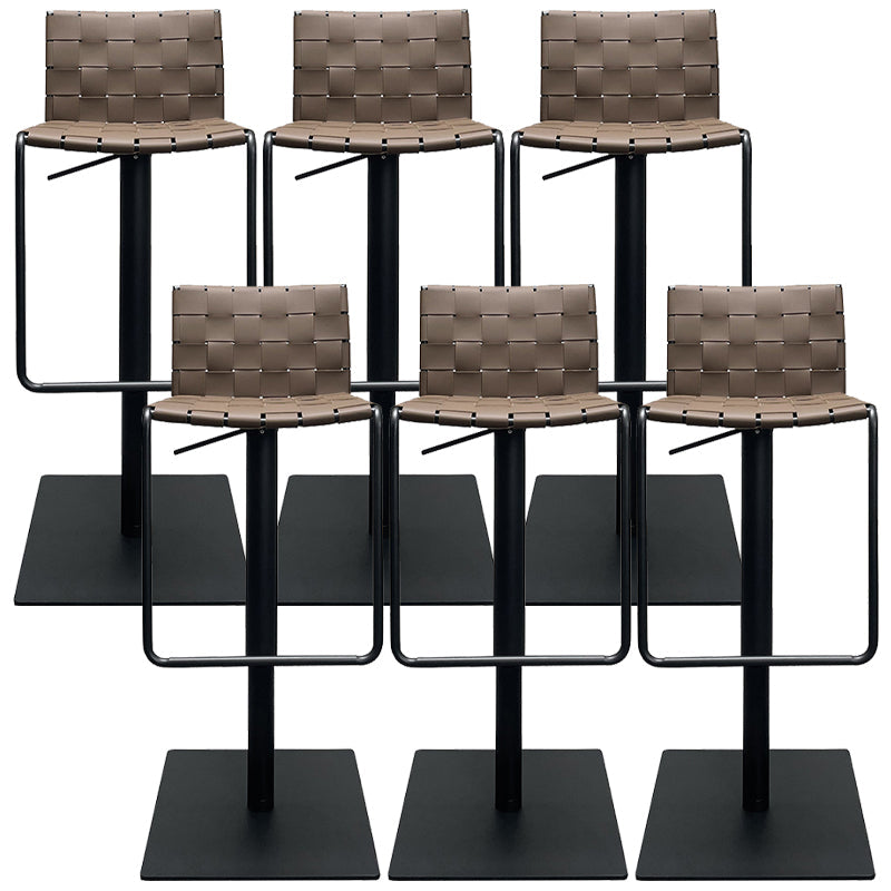 Industrial Leather Bar Stool Backrest Adjustable Counter Stool for Living Room Dark Brown 6 Piece Set Clearhalo 'Bar Furniture' 'Bar Stools' 'bar_stools' 'furn' 'furn_bar_stools' 'Furniture' 'Kitchen & Dining Furniture' 6663459