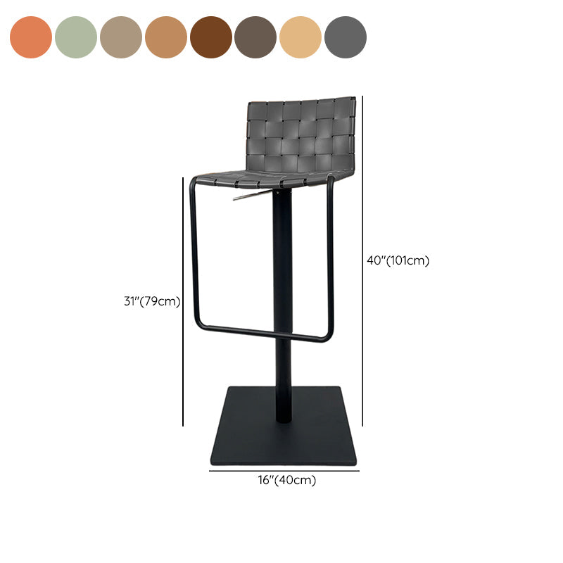 Industrial Leather Bar Stool Backrest Adjustable Counter Stool for Living Room Clearhalo 'Bar Furniture' 'Bar Stools' 'bar_stools' 'furn' 'furn_bar_stools' 'Furniture' 'Kitchen & Dining Furniture' 6663461
