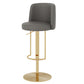 Adjustable Height Bar Stool Leather Backrest Counter Stool for Bristol Gold Dark Gray 1 Piece Clearhalo 'Bar Furniture' 'Bar Stools' 'bar_stools' 'furn' 'furn_bar_stools' 'Furniture' 'Kitchen & Dining Furniture' 6663550