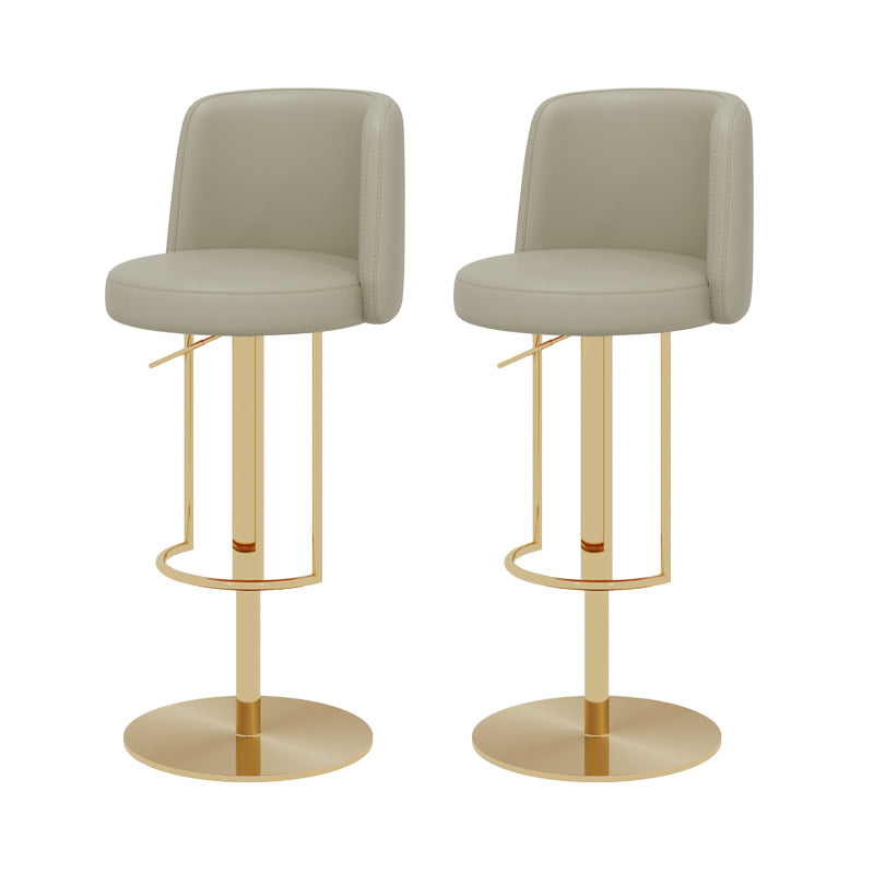 Adjustable Height Bar Stool Leather Backrest Counter Stool for Bristol Gold Light Gray 2 Piece Set Clearhalo 'Bar Furniture' 'Bar Stools' 'bar_stools' 'furn' 'furn_bar_stools' 'Furniture' 'Kitchen & Dining Furniture' 6663552
