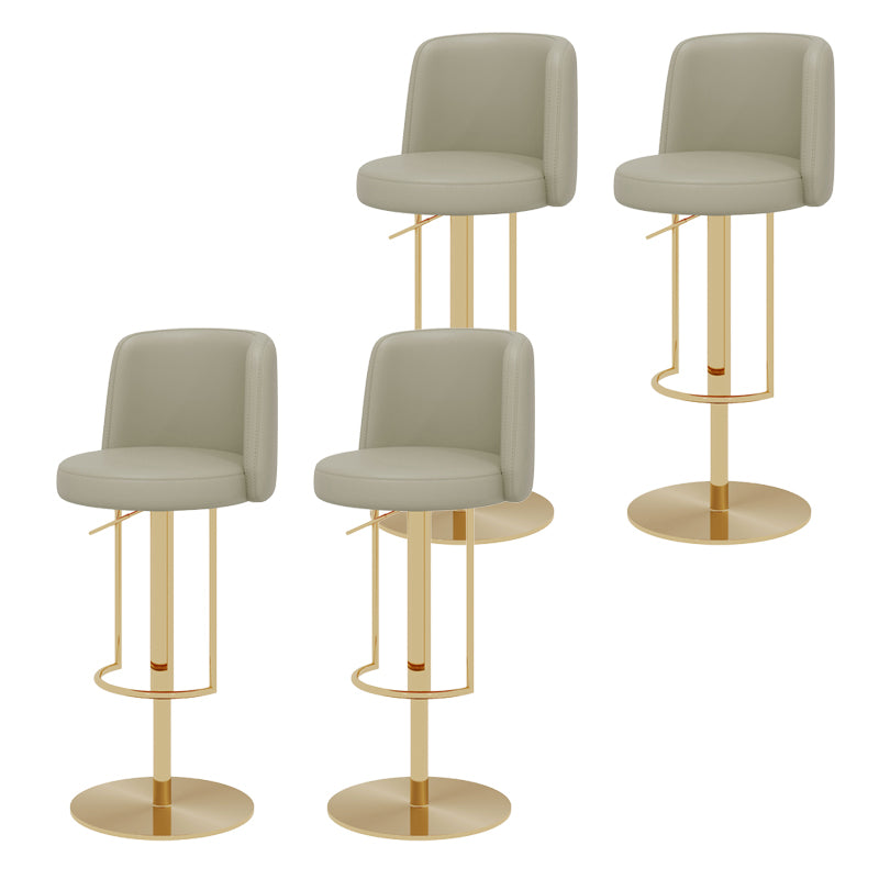 Adjustable Height Bar Stool Leather Backrest Counter Stool for Bristol Gold Light Gray 4 Piece Set Clearhalo 'Bar Furniture' 'Bar Stools' 'bar_stools' 'furn' 'furn_bar_stools' 'Furniture' 'Kitchen & Dining Furniture' 6663554