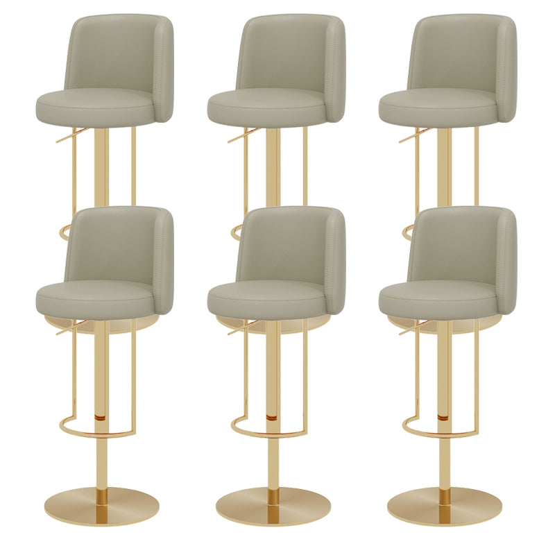 Adjustable Height Bar Stool Leather Backrest Counter Stool for Bristol Gold Light Gray 6 Piece Set Clearhalo 'Bar Furniture' 'Bar Stools' 'bar_stools' 'furn' 'furn_bar_stools' 'Furniture' 'Kitchen & Dining Furniture' 6663556