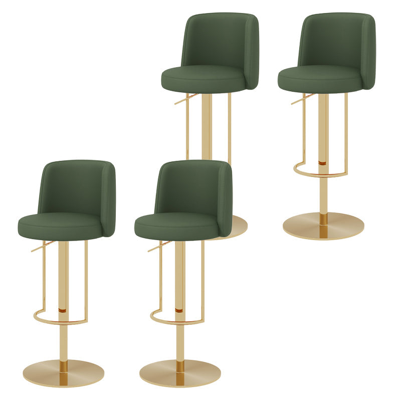 Adjustable Height Bar Stool Leather Backrest Counter Stool for Bristol Gold Green 4 Piece Set Clearhalo 'Bar Furniture' 'Bar Stools' 'bar_stools' 'furn' 'furn_bar_stools' 'Furniture' 'Kitchen & Dining Furniture' 6663561