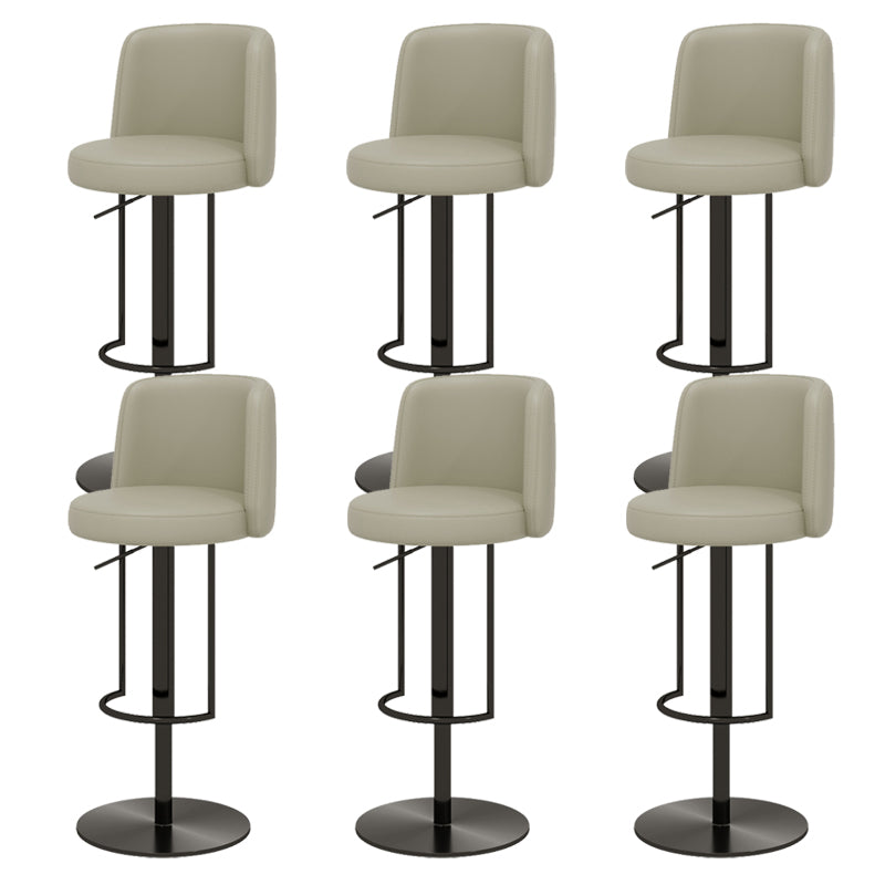 Adjustable Height Bar Stool Leather Backrest Counter Stool for Bristol Black Light Gray 6 Piece Set Clearhalo 'Bar Furniture' 'Bar Stools' 'bar_stools' 'furn' 'furn_bar_stools' 'Furniture' 'Kitchen & Dining Furniture' 6663572