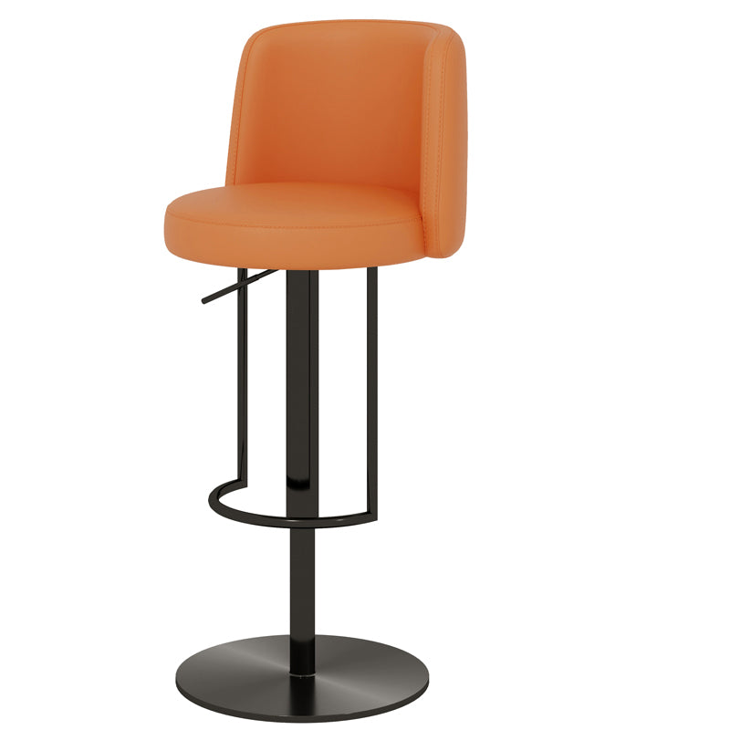 Adjustable Height Bar Stool Leather Backrest Counter Stool for Bristol Black Orange 1 Piece Clearhalo 'Bar Furniture' 'Bar Stools' 'bar_stools' 'furn' 'furn_bar_stools' 'Furniture' 'Kitchen & Dining Furniture' 6663579