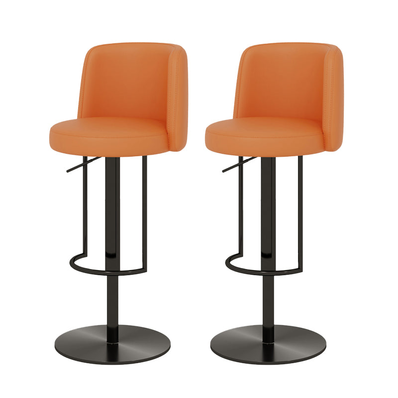 Adjustable Height Bar Stool Leather Backrest Counter Stool for Bristol Black Orange 2 Piece Set Clearhalo 'Bar Furniture' 'Bar Stools' 'bar_stools' 'furn' 'furn_bar_stools' 'Furniture' 'Kitchen & Dining Furniture' 6663580