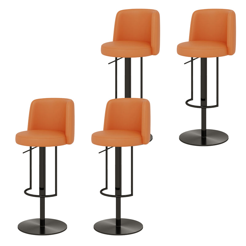 Adjustable Height Bar Stool Leather Backrest Counter Stool for Bristol Black Orange 4 Piece Set Clearhalo 'Bar Furniture' 'Bar Stools' 'bar_stools' 'furn' 'furn_bar_stools' 'Furniture' 'Kitchen & Dining Furniture' 6663581