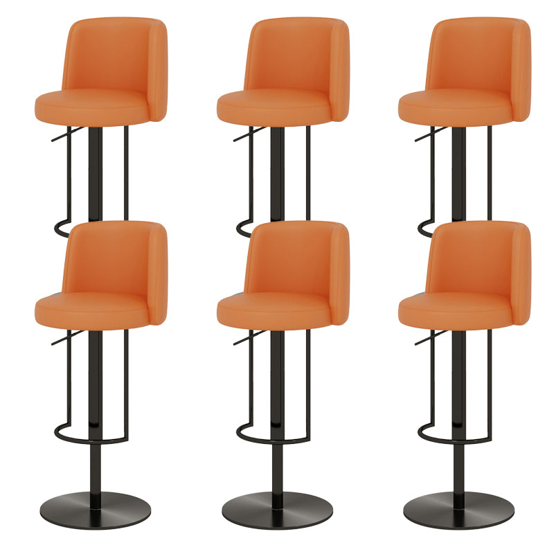 Adjustable Height Bar Stool Leather Backrest Counter Stool for Bristol Black Orange 6 Piece Set Clearhalo 'Bar Furniture' 'Bar Stools' 'bar_stools' 'furn' 'furn_bar_stools' 'Furniture' 'Kitchen & Dining Furniture' 6663582