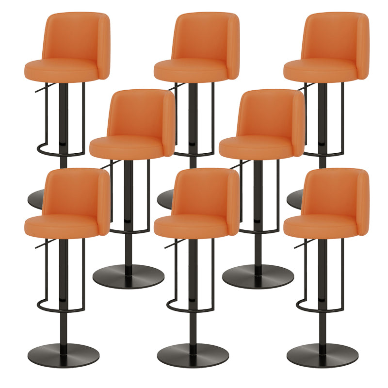 Adjustable Height Bar Stool Leather Backrest Counter Stool for Bristol Black Orange 8 Piece Set Clearhalo 'Bar Furniture' 'Bar Stools' 'bar_stools' 'furn' 'furn_bar_stools' 'Furniture' 'Kitchen & Dining Furniture' 6663583