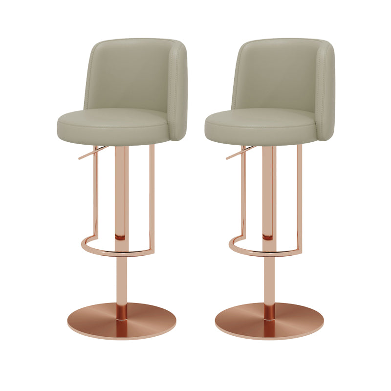Adjustable Height Bar Stool Leather Backrest Counter Stool for Bristol Rose Gold Light Gray 2 Piece Set Clearhalo 'Bar Furniture' 'Bar Stools' 'bar_stools' 'furn' 'furn_bar_stools' 'Furniture' 'Kitchen & Dining Furniture' 6663590