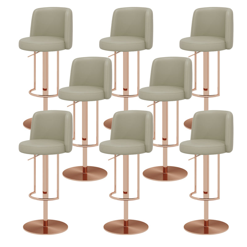 Adjustable Height Bar Stool Leather Backrest Counter Stool for Bristol Rose Gold Light Gray 8 Piece Set Clearhalo 'Bar Furniture' 'Bar Stools' 'bar_stools' 'furn' 'furn_bar_stools' 'Furniture' 'Kitchen & Dining Furniture' 6663593