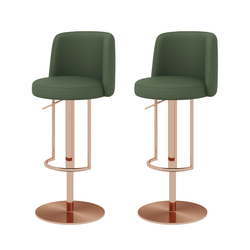 Adjustable Height Bar Stool Leather Backrest Counter Stool for Bristol Rose Gold Green 2 Piece Set Clearhalo 'Bar Furniture' 'Bar Stools' 'bar_stools' 'furn' 'furn_bar_stools' 'Furniture' 'Kitchen & Dining Furniture' 6663595