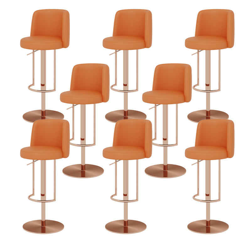 Adjustable Height Bar Stool Leather Backrest Counter Stool for Bristol Rose Gold Orange 8 Piece Set Clearhalo 'Bar Furniture' 'Bar Stools' 'bar_stools' 'furn' 'furn_bar_stools' 'Furniture' 'Kitchen & Dining Furniture' 6663603