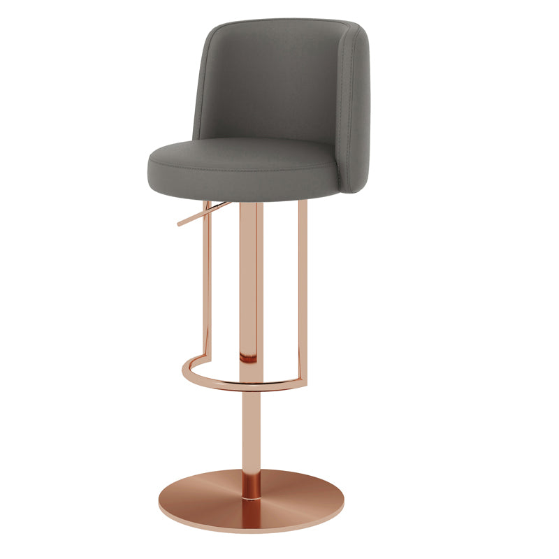 Adjustable Height Bar Stool Leather Backrest Counter Stool for Bristol Rose Gold Dark Gray 1 Piece Clearhalo 'Bar Furniture' 'Bar Stools' 'bar_stools' 'furn' 'furn_bar_stools' 'Furniture' 'Kitchen & Dining Furniture' 6663604