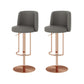 Adjustable Height Bar Stool Leather Backrest Counter Stool for Bristol Rose Gold Dark Gray 2 Piece Set Clearhalo 'Bar Furniture' 'Bar Stools' 'bar_stools' 'furn' 'furn_bar_stools' 'Furniture' 'Kitchen & Dining Furniture' 6663605