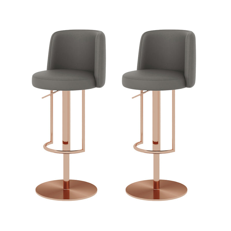 Adjustable Height Bar Stool Leather Backrest Counter Stool for Bristol Rose Gold Dark Gray 2 Piece Set Clearhalo 'Bar Furniture' 'Bar Stools' 'bar_stools' 'furn' 'furn_bar_stools' 'Furniture' 'Kitchen & Dining Furniture' 6663605