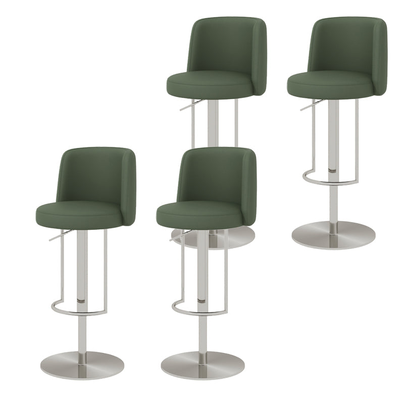 Adjustable Height Bar Stool Leather Backrest Counter Stool for Bristol Silver Green 4 Piece Set Clearhalo 'Bar Furniture' 'Bar Stools' 'bar_stools' 'furn' 'furn_bar_stools' 'Furniture' 'Kitchen & Dining Furniture' 6663611