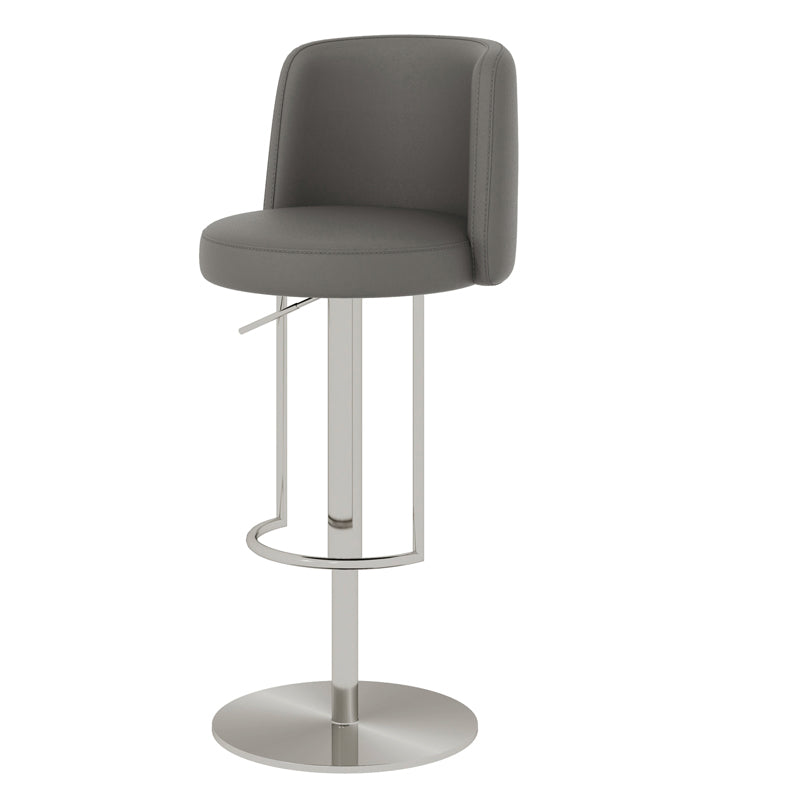 Adjustable Height Bar Stool Leather Backrest Counter Stool for Bristol Silver Dark Gray 1 Piece Clearhalo 'Bar Furniture' 'Bar Stools' 'bar_stools' 'furn' 'furn_bar_stools' 'Furniture' 'Kitchen & Dining Furniture' 6663619