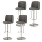 Adjustable Height Bar Stool Leather Backrest Counter Stool for Bristol Silver Dark Gray 4 Piece Set Clearhalo 'Bar Furniture' 'Bar Stools' 'bar_stools' 'furn' 'furn_bar_stools' 'Furniture' 'Kitchen & Dining Furniture' 6663621