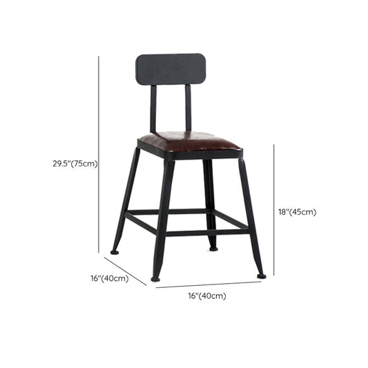 Contemporary Armless Dining Stool Metal Bar Stool with Footrest
