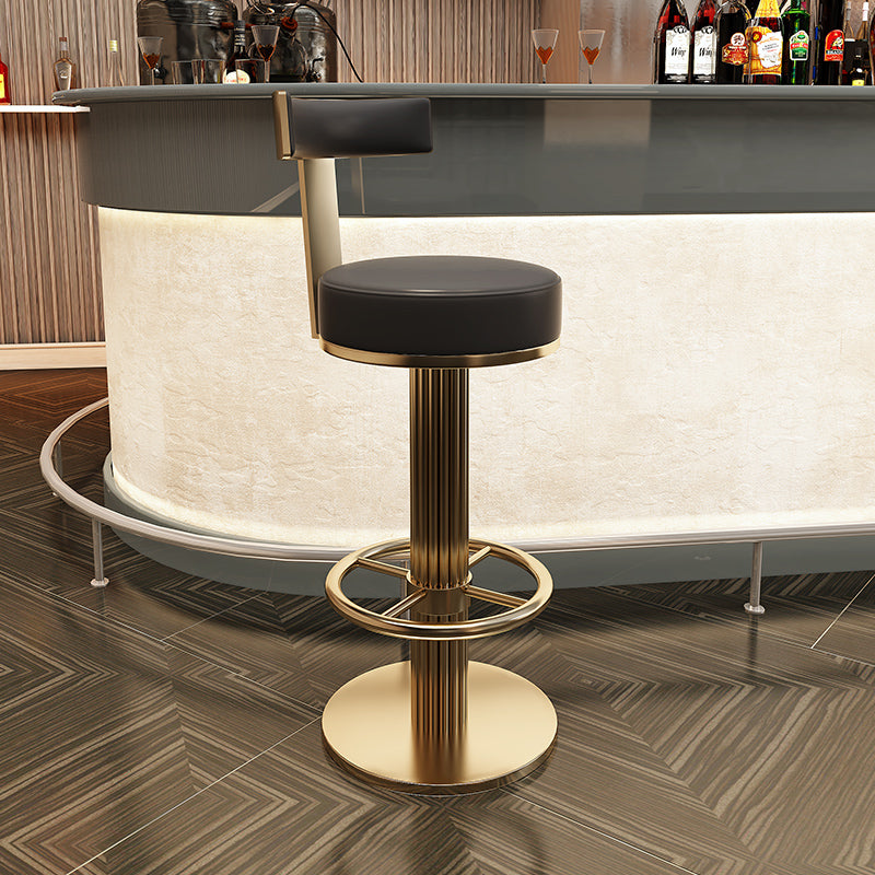 Glam Leather Bar Stool Adjustable Gold Base Counter Stool for Bristol Black 1 Piece Clearhalo 'Bar Furniture' 'Bar Stools' 'bar_stools' 'furn' 'furn_bar_stools' 'Furniture' 'Kitchen & Dining Furniture' 6663857