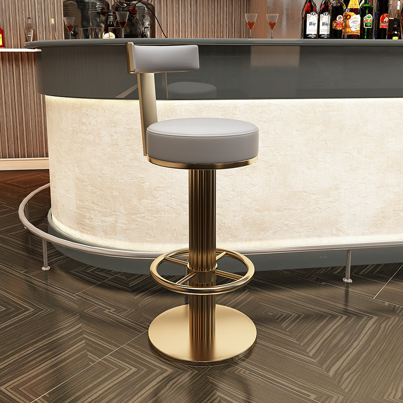 Glam Leather Bar Stool Adjustable Gold Base Counter Stool for Bristol Gray 1 Piece Clearhalo 'Bar Furniture' 'Bar Stools' 'bar_stools' 'furn' 'furn_bar_stools' 'Furniture' 'Kitchen & Dining Furniture' 6663859