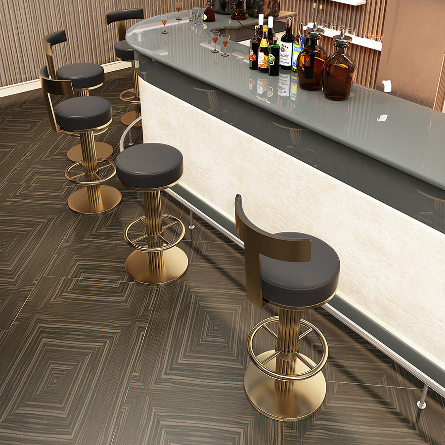 Glam Leather Bar Stool Adjustable Gold Base Counter Stool for Bristol Clearhalo 'Bar Furniture' 'Bar Stools' 'bar_stools' 'furn' 'furn_bar_stools' 'Furniture' 'Kitchen & Dining Furniture' 6663860