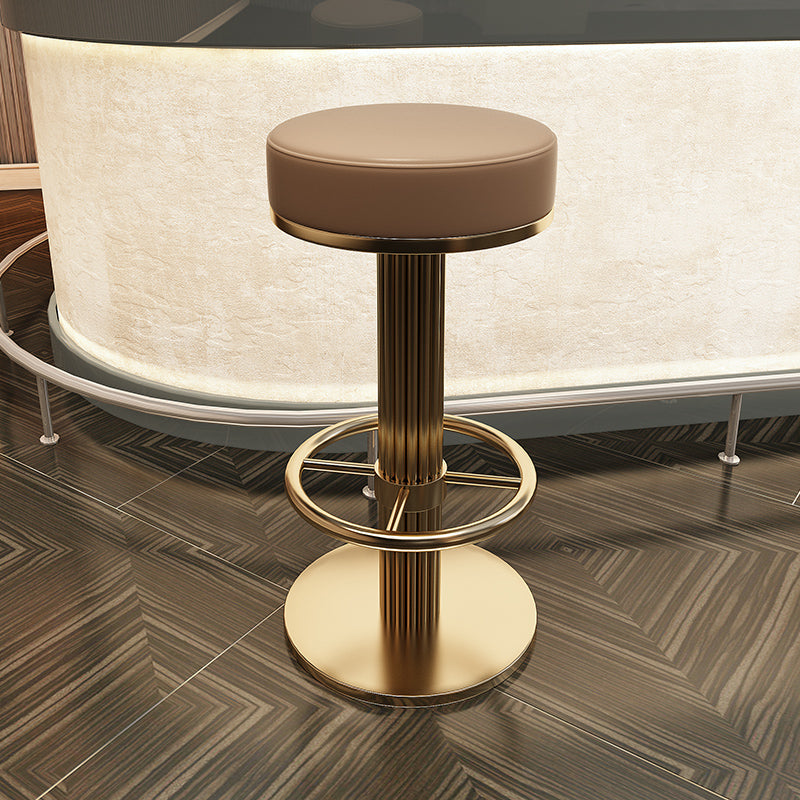 Glam Leather Bar Stool Adjustable Gold Base Counter Stool for Bristol Khaki 1 Piece Clearhalo 'Bar Furniture' 'Bar Stools' 'bar_stools' 'furn' 'furn_bar_stools' 'Furniture' 'Kitchen & Dining Furniture' 6663861