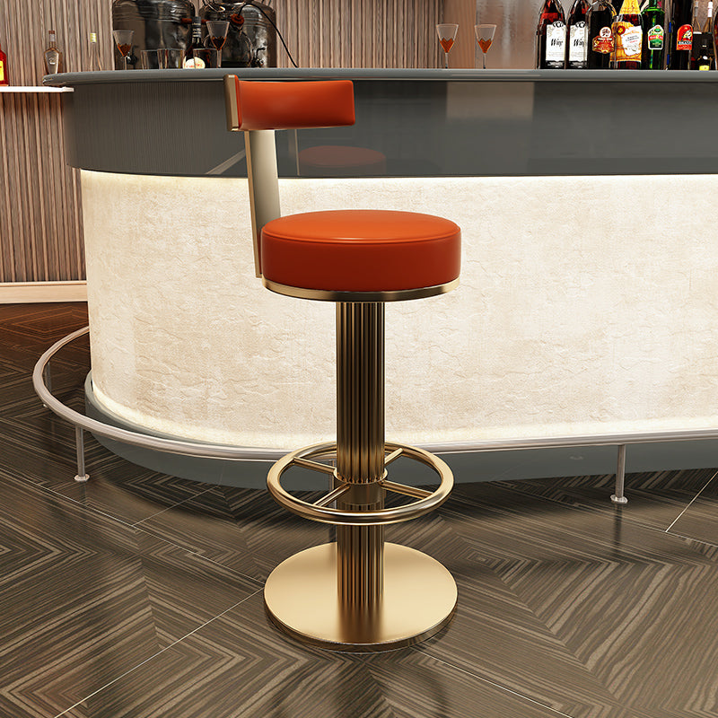 Glam Leather Bar Stool Adjustable Gold Base Counter Stool for Bristol Orange 1 Piece Clearhalo 'Bar Furniture' 'Bar Stools' 'bar_stools' 'furn' 'furn_bar_stools' 'Furniture' 'Kitchen & Dining Furniture' 6663862