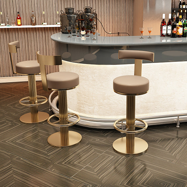 Glam Leather Bar Stool Adjustable Gold Base Counter Stool for Bristol Clearhalo 'Bar Furniture' 'Bar Stools' 'bar_stools' 'furn' 'furn_bar_stools' 'Furniture' 'Kitchen & Dining Furniture' 6663863