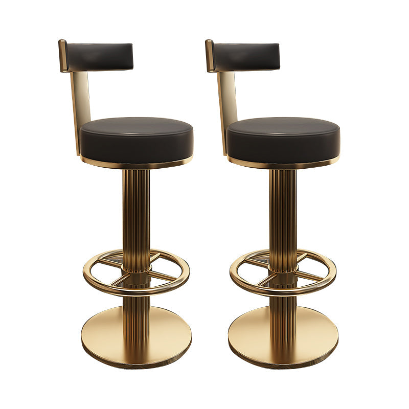 Glam Leather Bar Stool Adjustable Gold Base Counter Stool for Bristol Black 2 Piece Set Clearhalo 'Bar Furniture' 'Bar Stools' 'bar_stools' 'furn' 'furn_bar_stools' 'Furniture' 'Kitchen & Dining Furniture' 6663866